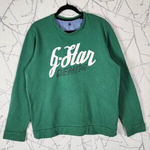 G-Star Raw Green Script Logo Print Crewneck Sweatshirt